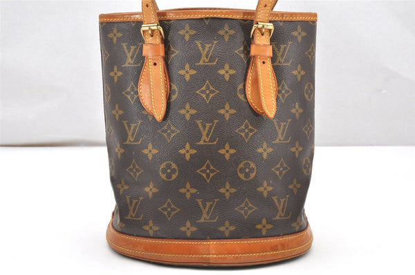 Authentic Louis Vuitton Monogram Bucket PM Shoulder Tote Bag M42238 Junk 3048K