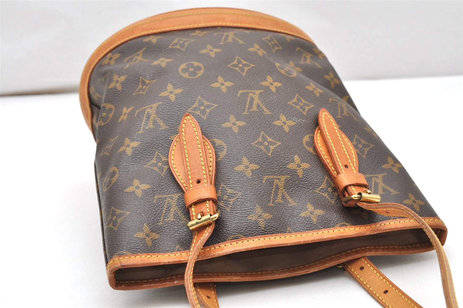 Authentic Louis Vuitton Monogram Bucket PM Shoulder Tote Bag M42238 Junk 3048K