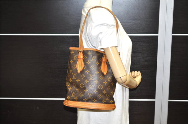 Authentic Louis Vuitton Monogram Bucket PM Shoulder Tote Bag M42238 Junk 3048K