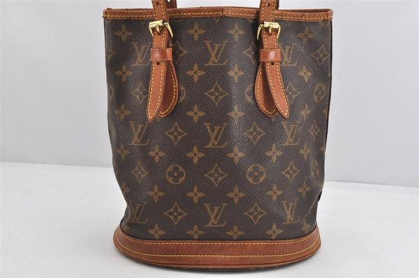 Authentic Louis Vuitton Monogram Bucket PM Shoulder Tote Bag M42238 Junk 3049K