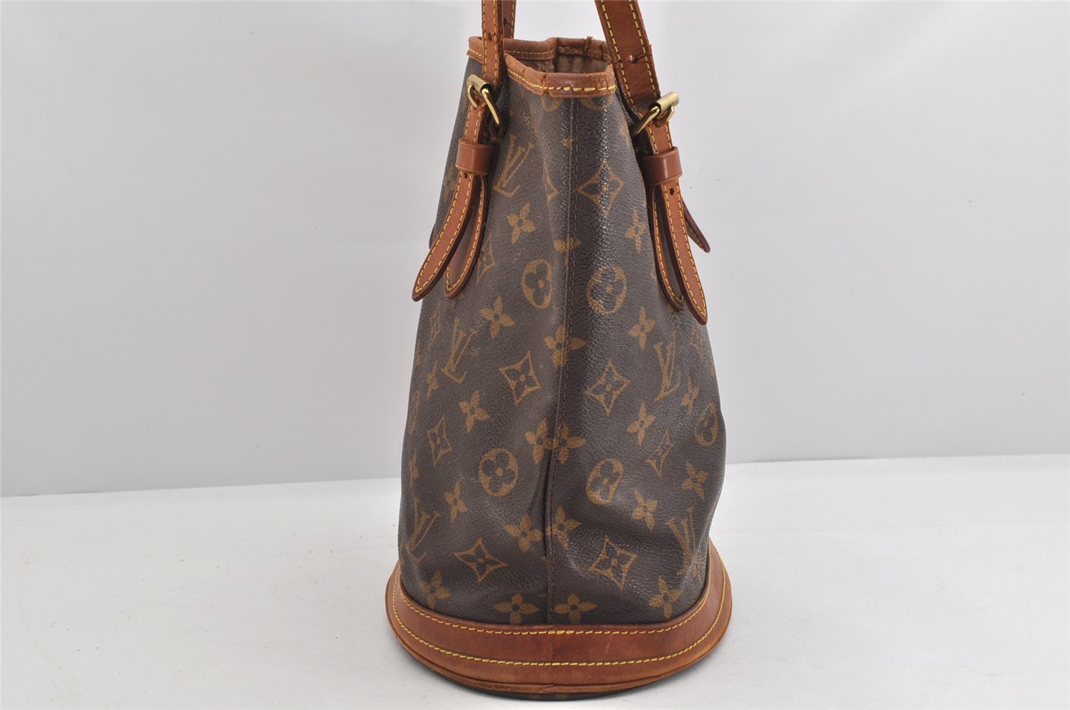 Authentic Louis Vuitton Monogram Bucket PM Shoulder Tote Bag M42238 Junk 3049K