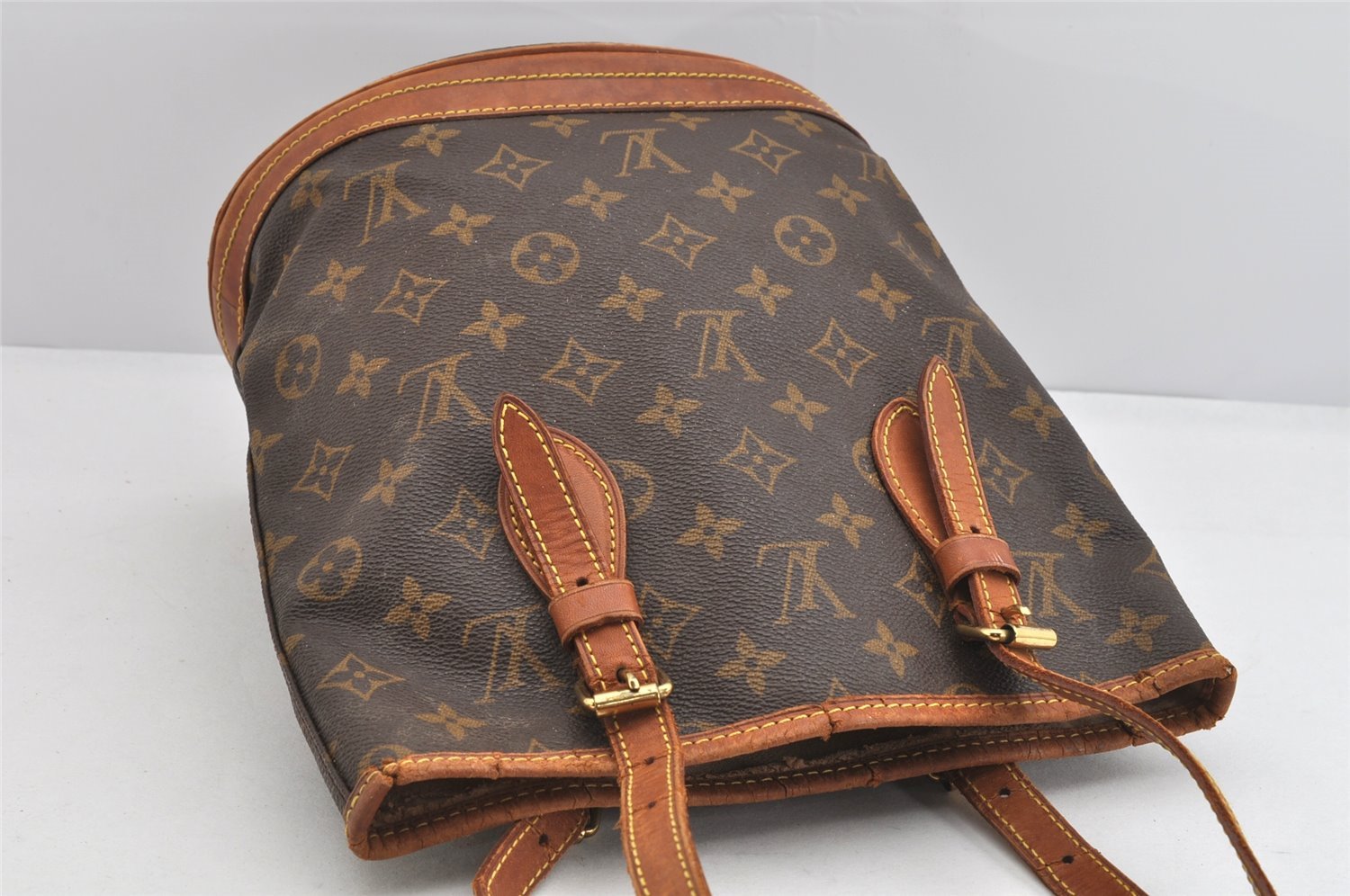 Authentic Louis Vuitton Monogram Bucket PM Shoulder Tote Bag M42238 Junk 3049K