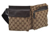 Authentic GUCCI Waist Body Bag Purse GG Canvas Leather 28566 Brown 3050J