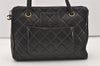 Authentic CHANEL Vintage Calf Skin Matelasse Shoulder Tote Bag Brown CC 3051J