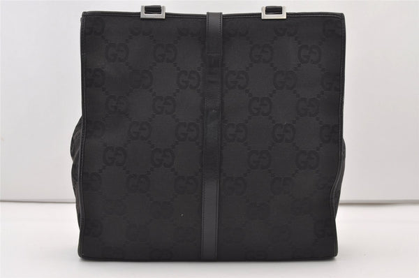 Authentic GUCCI Jackie Hand Tote Bag GG Canvas Leather 0021064 Black 3054J