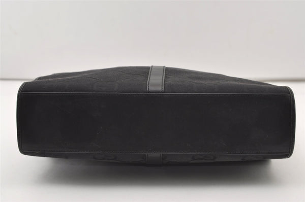 Authentic GUCCI Jackie Hand Tote Bag GG Canvas Leather 0021064 Black 3054J