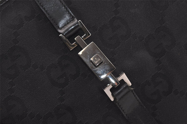 Authentic GUCCI Jackie Hand Tote Bag GG Canvas Leather 0021064 Black 3054J
