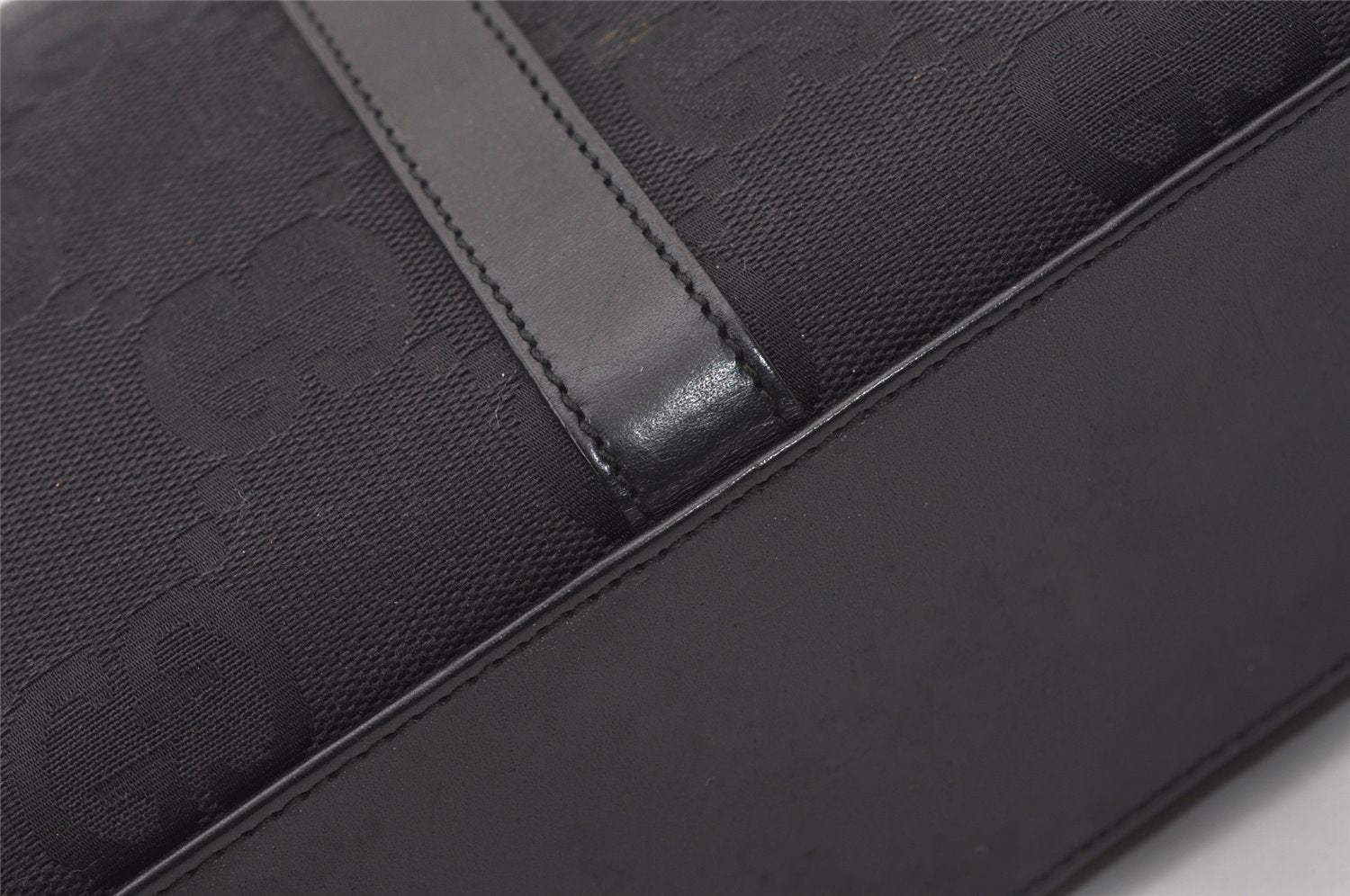 Authentic GUCCI Jackie Hand Tote Bag GG Canvas Leather 0021064 Black 3054J