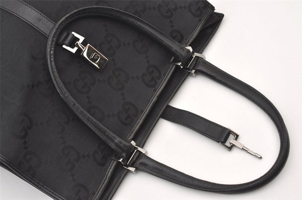 Authentic GUCCI Jackie Hand Tote Bag GG Canvas Leather 0021064 Black 3054J