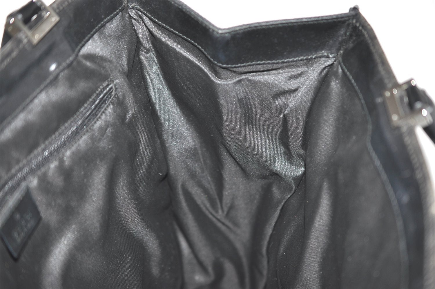 Authentic GUCCI Jackie Hand Tote Bag GG Canvas Leather 0021064 Black 3054J