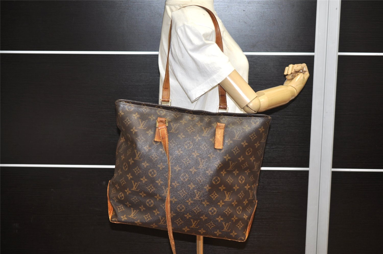 Authentic Louis Vuitton Monogram Cabas Mezzo Shoulder Tote Bag M51151 Junk 3054K