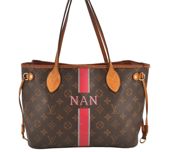 Authentic Louis Vuitton Mon Monogram Initial Neverfull PM Tote Bag LV 3055K