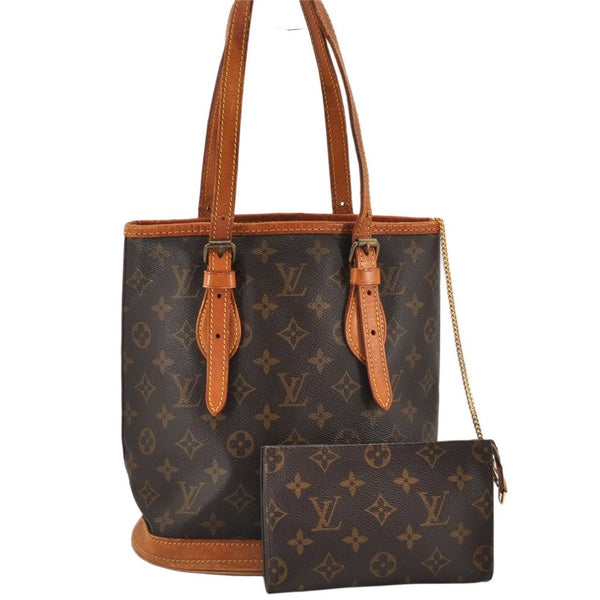 Authentic Louis Vuitton Monogram Bucket PM Shoulder Tote Bag M42238 LV 3056K