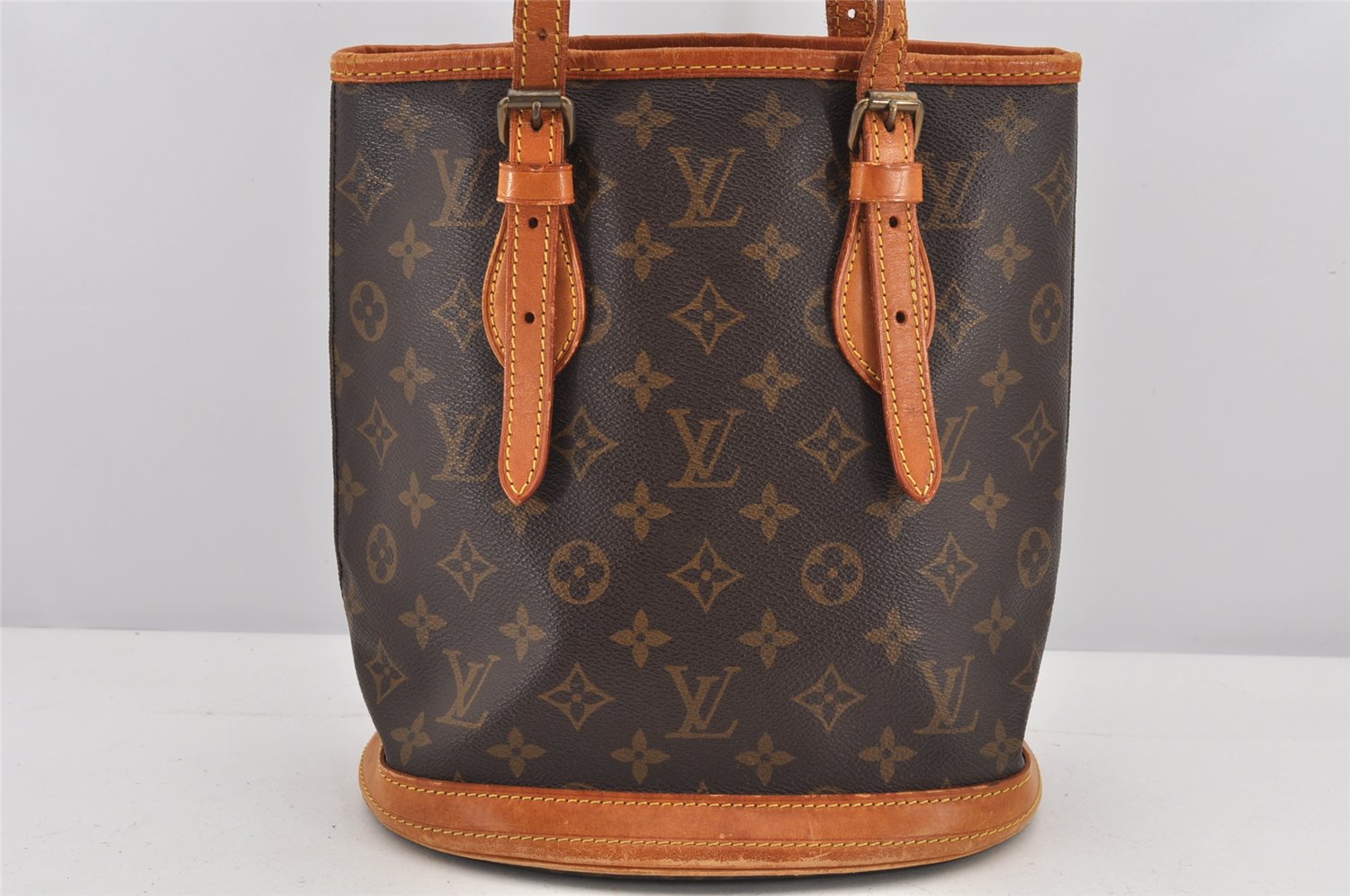 Authentic Louis Vuitton Monogram Bucket PM Shoulder Tote Bag M42238 LV 3056K