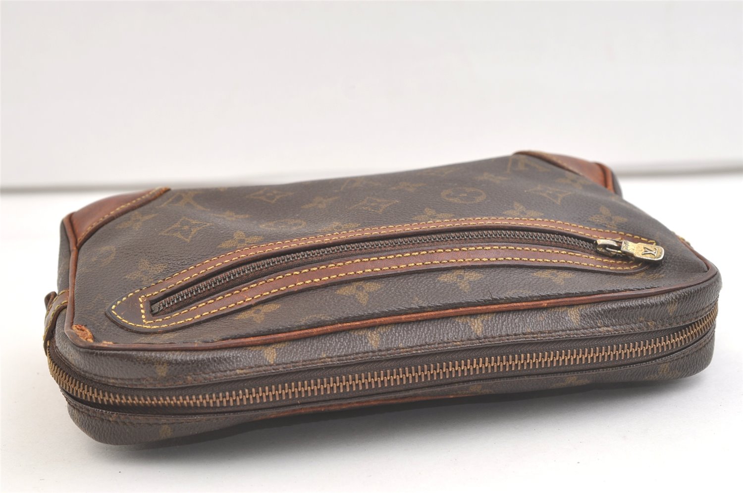 Authentic Louis Vuitton Monogram Marly Dragonne Clutch Hand Bag Old Model 3057K