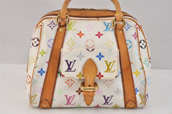 Auth Louis Vuitton Monogram Multicolor Priscilla Hand Bag White M40096 LV 3058K