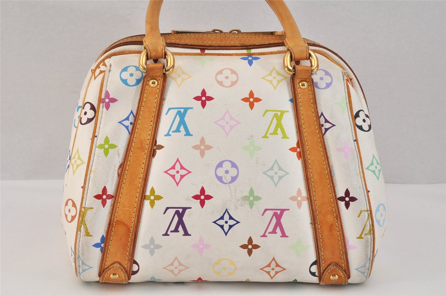 Auth Louis Vuitton Monogram Multicolor Priscilla Hand Bag White M40096 LV 3058K