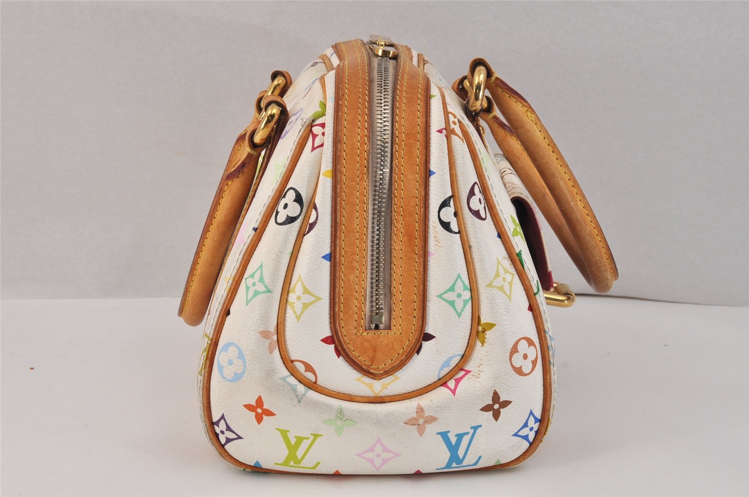 Auth Louis Vuitton Monogram Multicolor Priscilla Hand Bag White M40096 LV 3058K