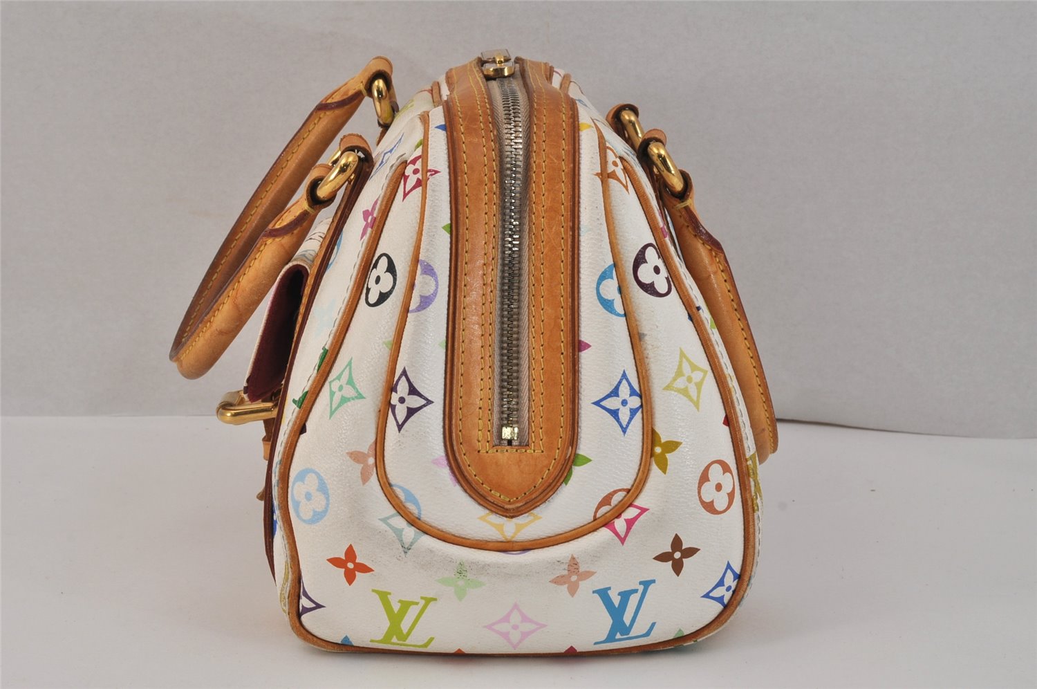 Auth Louis Vuitton Monogram Multicolor Priscilla Hand Bag White M40096 LV 3058K