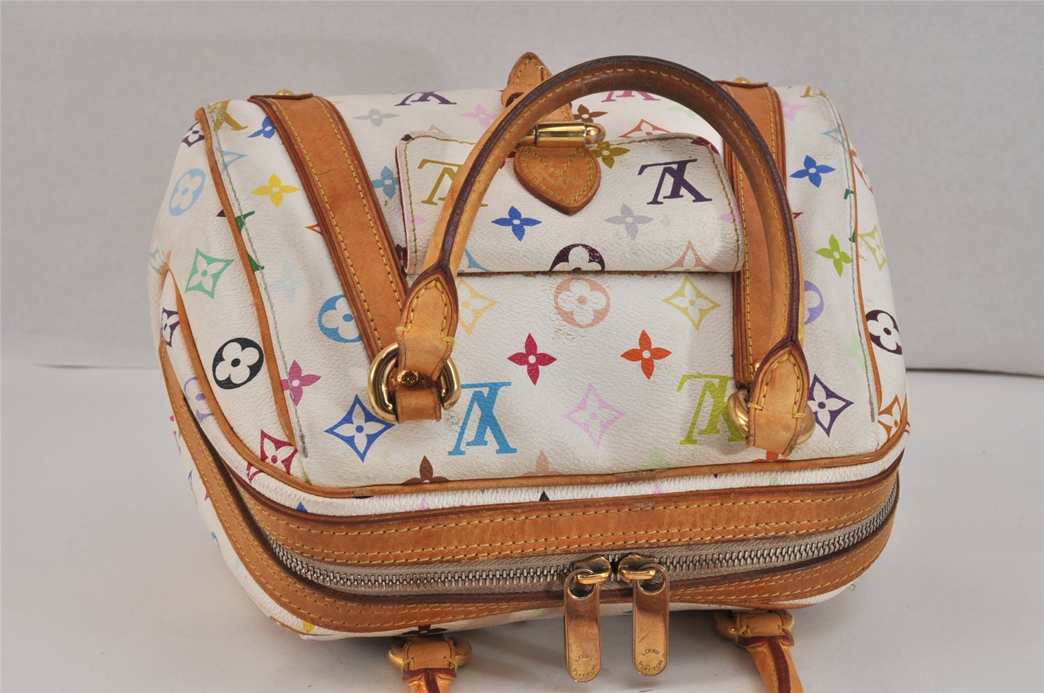 Auth Louis Vuitton Monogram Multicolor Priscilla Hand Bag White M40096 LV 3058K