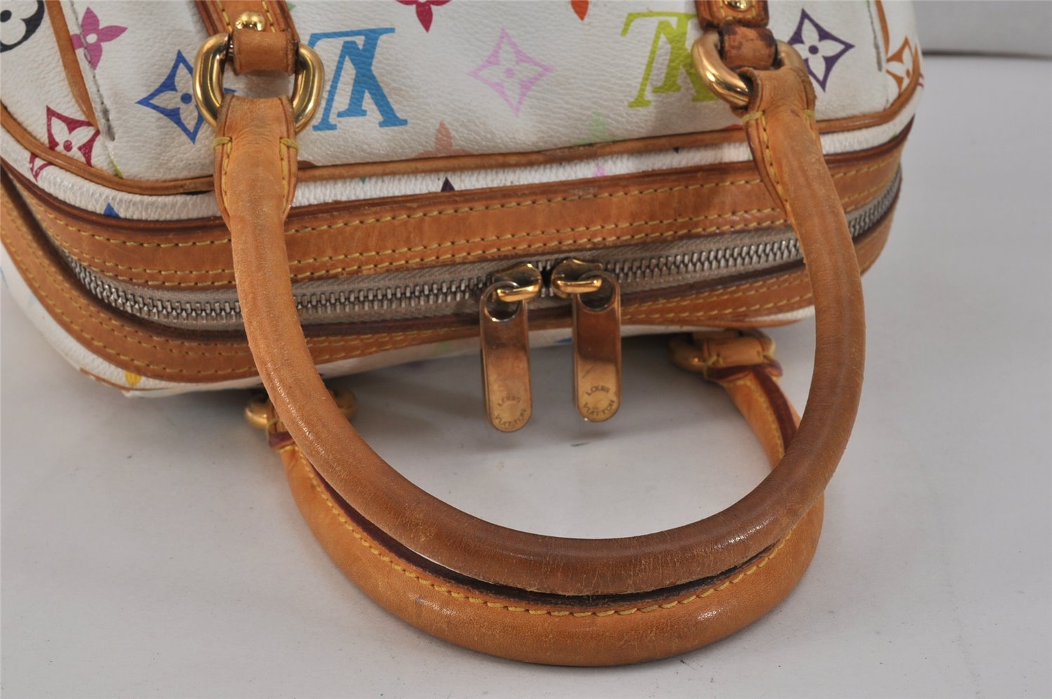 Auth Louis Vuitton Monogram Multicolor Priscilla Hand Bag White M40096 LV 3058K