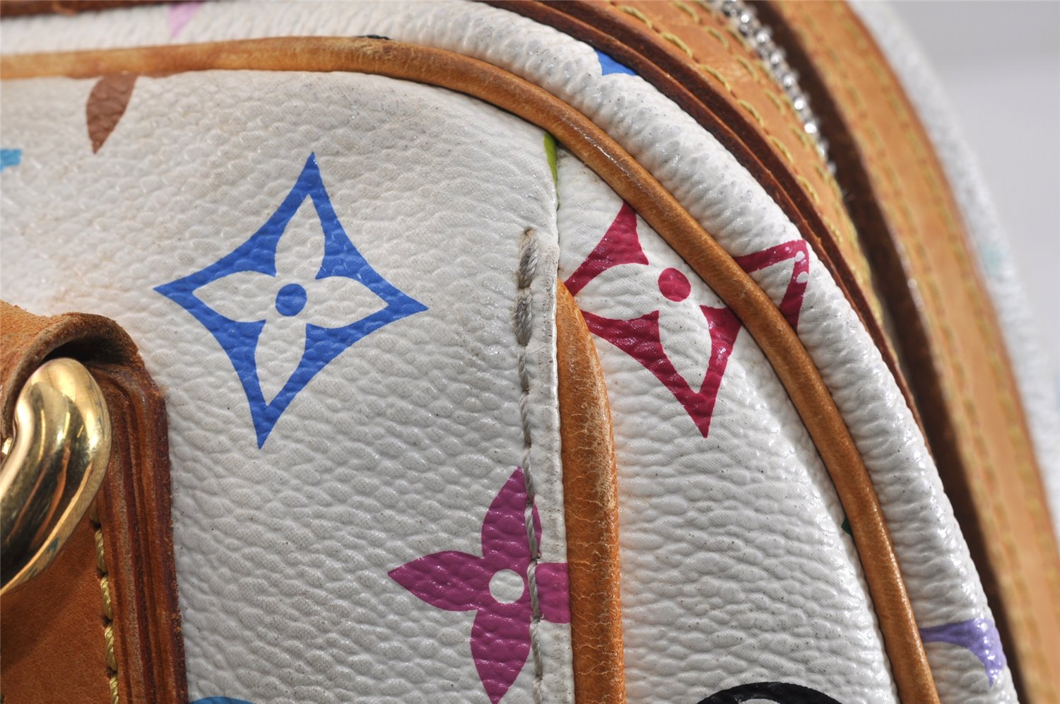 Auth Louis Vuitton Monogram Multicolor Priscilla Hand Bag White M40096 LV 3058K