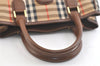 Authentic Burberrys Vintage Nova Check Canvas Leather Hand Bag Brown Beige 3061K