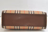 Authentic Burberrys Vintage Nova Check Canvas Leather Hand Bag Brown Beige 3061K