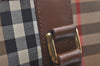 Authentic Burberrys Vintage Nova Check Canvas Leather Hand Bag Brown Beige 3061K