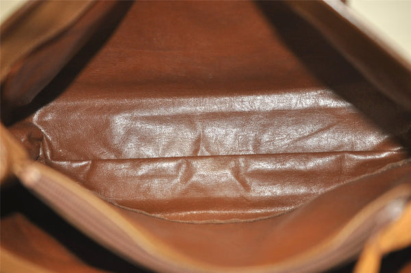 Authentic Burberrys Vintage Nova Check Canvas Leather Hand Bag Brown Beige 3061K