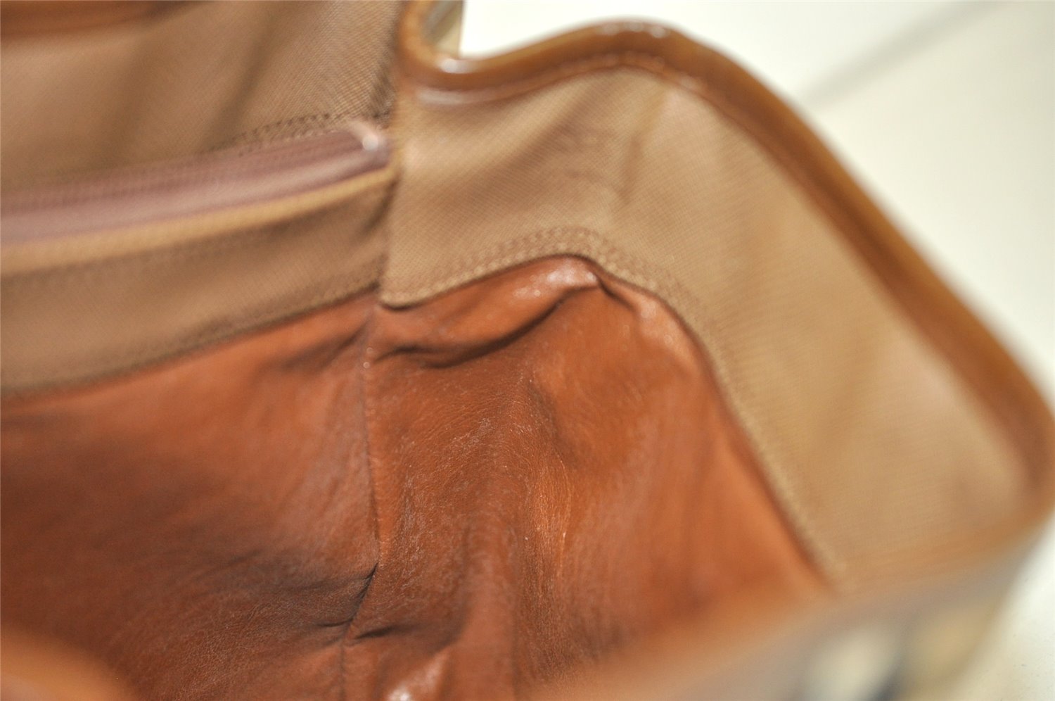 Authentic Burberrys Vintage Nova Check Canvas Leather Hand Bag Brown Beige 3061K