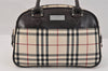 Authentic BURBERRY Vintage Nova Check Nylon Leather Hand Bag Purse Beige 3062K