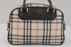 Authentic BURBERRY Vintage Nova Check Nylon Leather Hand Bag Purse Beige 3062K