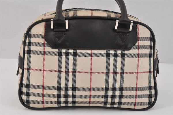 Authentic BURBERRY Vintage Nova Check Nylon Leather Hand Bag Purse Beige 3062K