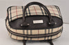 Authentic BURBERRY Vintage Nova Check Nylon Leather Hand Bag Purse Beige 3062K