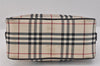 Authentic BURBERRY Vintage Nova Check Nylon Leather Hand Bag Purse Beige 3062K