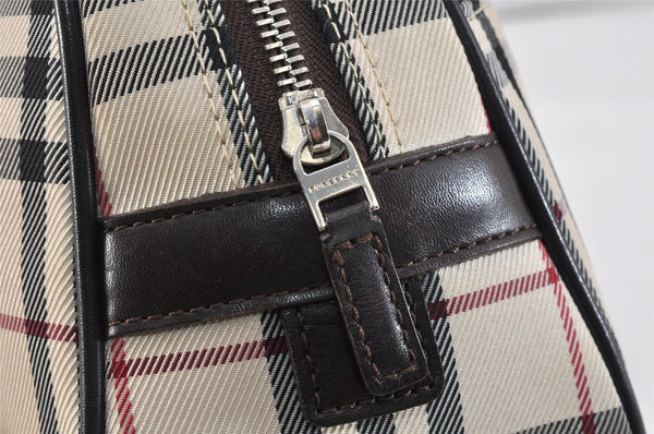 Authentic BURBERRY Vintage Nova Check Nylon Leather Hand Bag Purse Beige 3062K