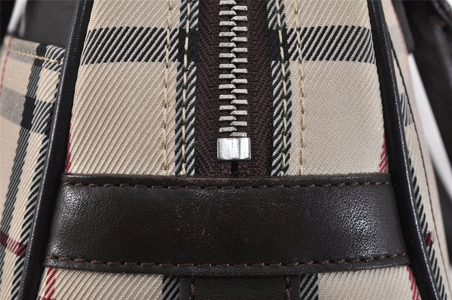 Authentic BURBERRY Vintage Nova Check Nylon Leather Hand Bag Purse Beige 3062K