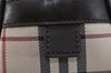 Authentic BURBERRY Vintage Nova Check Nylon Leather Hand Bag Purse Beige 3062K