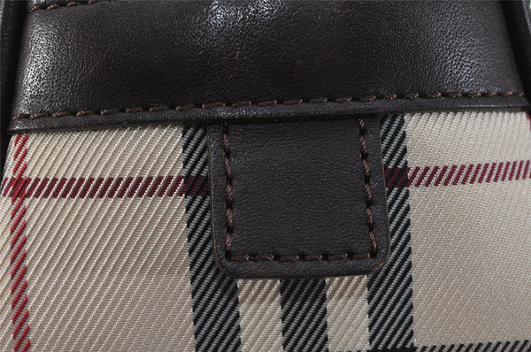Authentic BURBERRY Vintage Nova Check Nylon Leather Hand Bag Purse Beige 3062K