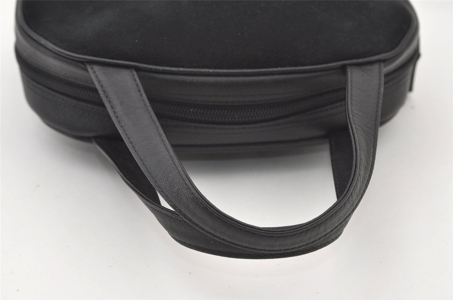 Authentic Burberrys Vintage Suede Leather Shoulder Hand Bag Purse Black 3063J
