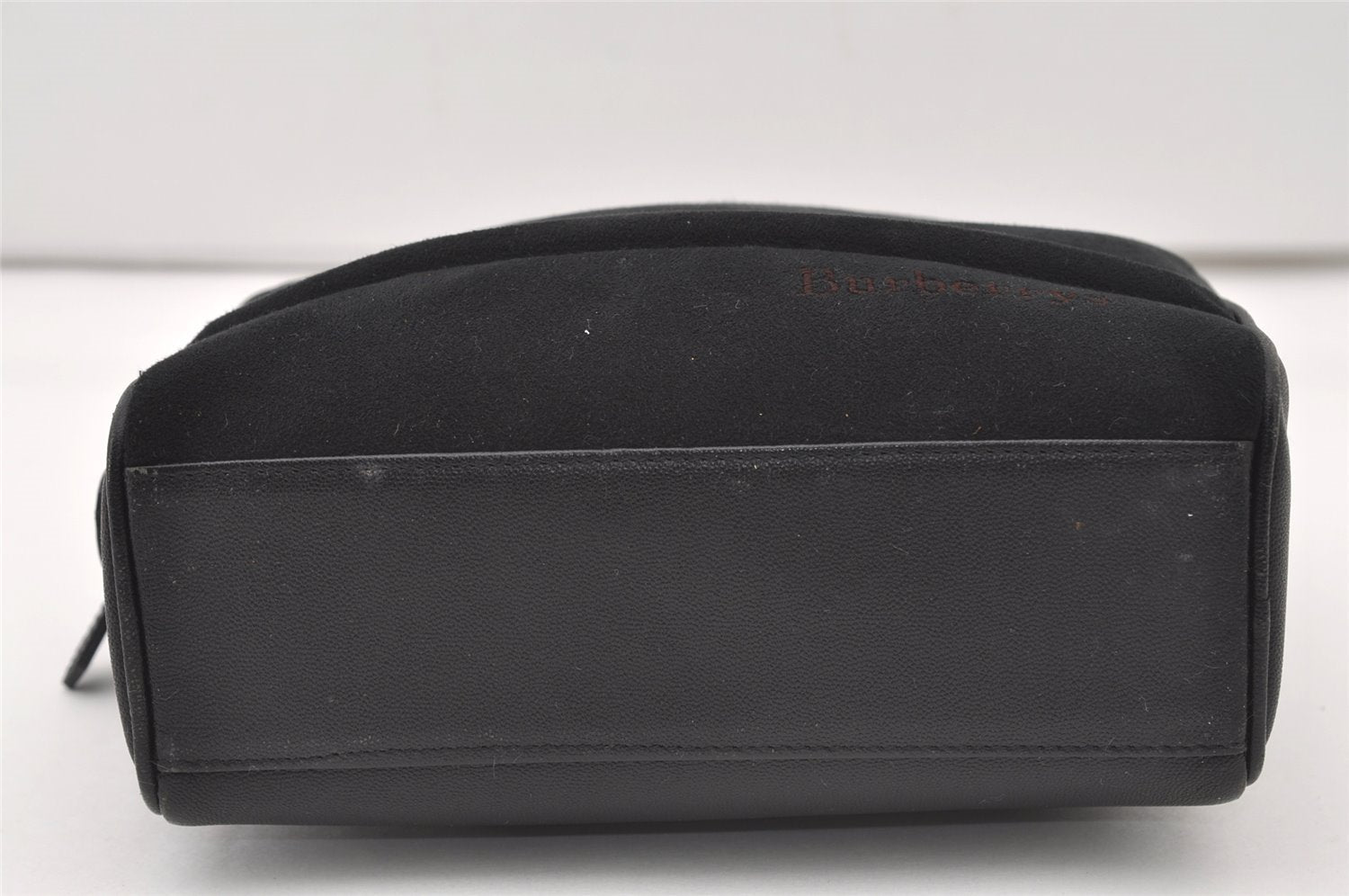 Authentic Burberrys Vintage Suede Leather Shoulder Hand Bag Purse Black 3063J