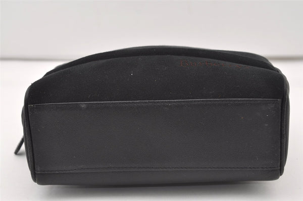 Authentic Burberrys Vintage Suede Leather Shoulder Hand Bag Purse Black 3063J