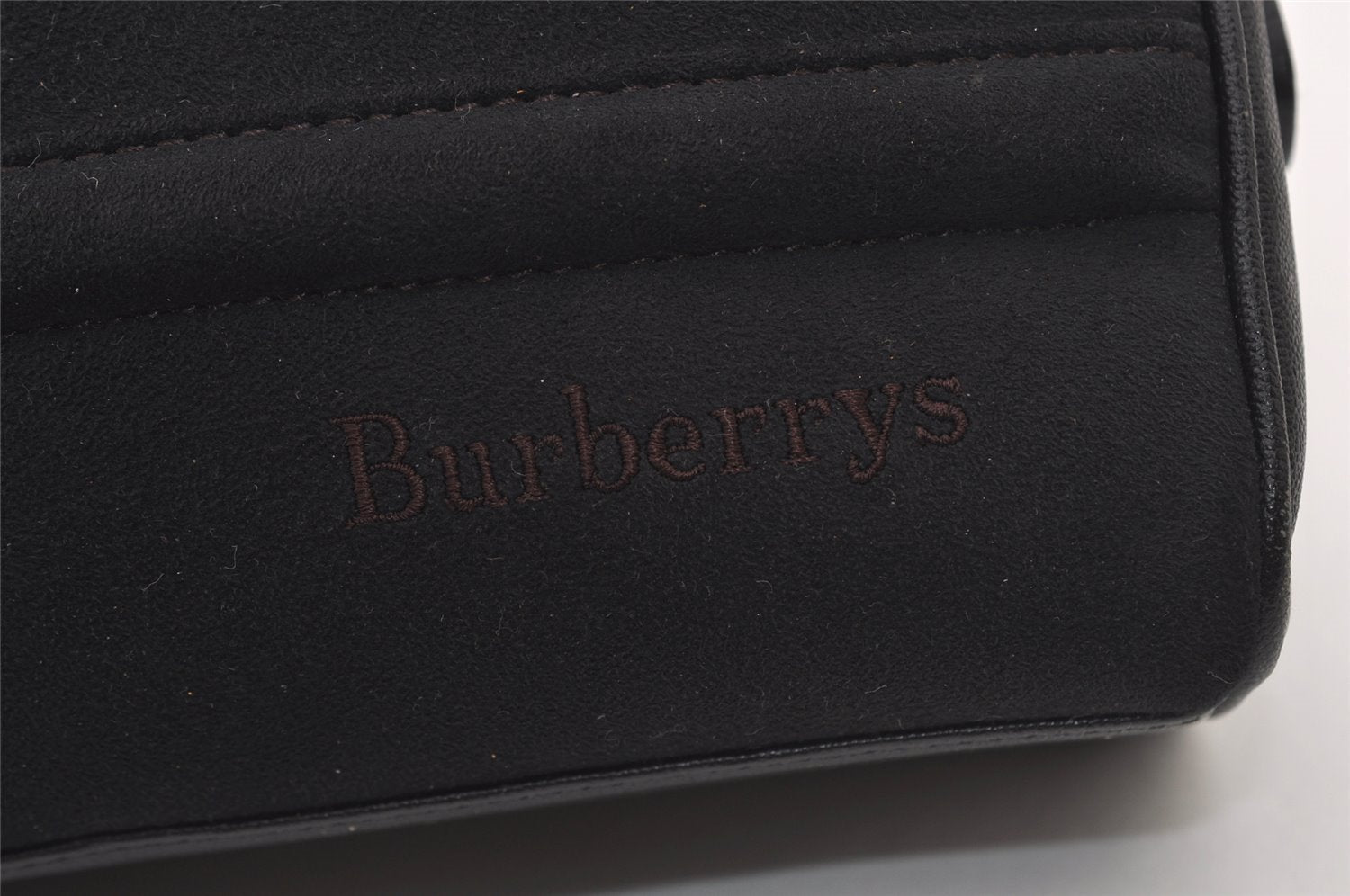 Authentic Burberrys Vintage Suede Leather Shoulder Hand Bag Purse Black 3063J