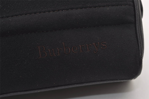 Authentic Burberrys Vintage Suede Leather Shoulder Hand Bag Purse Black 3063J