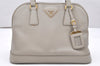 Authentic PRADA Saffiano Leather 2Way Shoulder Hand Bag Purse Light Gray 3063K