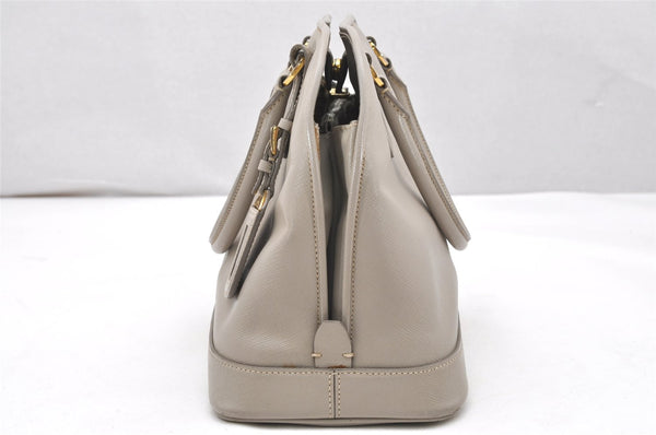 Authentic PRADA Saffiano Leather 2Way Shoulder Hand Bag Purse Light Gray 3063K