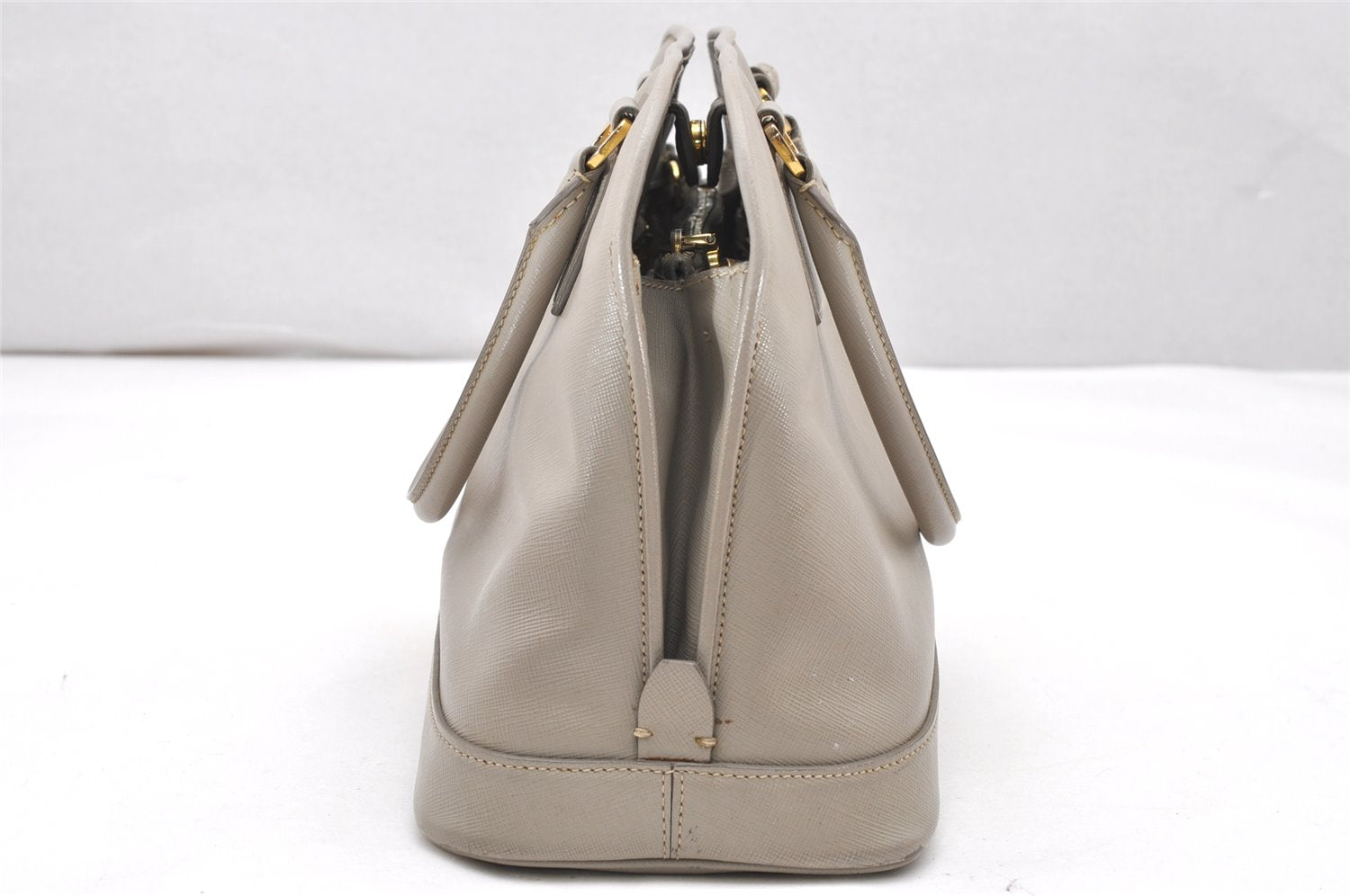 Authentic PRADA Saffiano Leather 2Way Shoulder Hand Bag Purse Light Gray 3063K