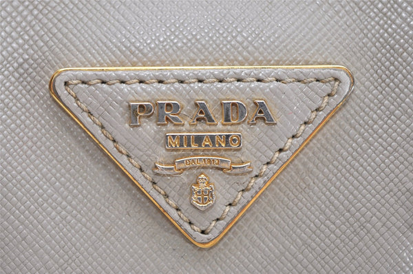 Authentic PRADA Saffiano Leather 2Way Shoulder Hand Bag Purse Light Gray 3063K