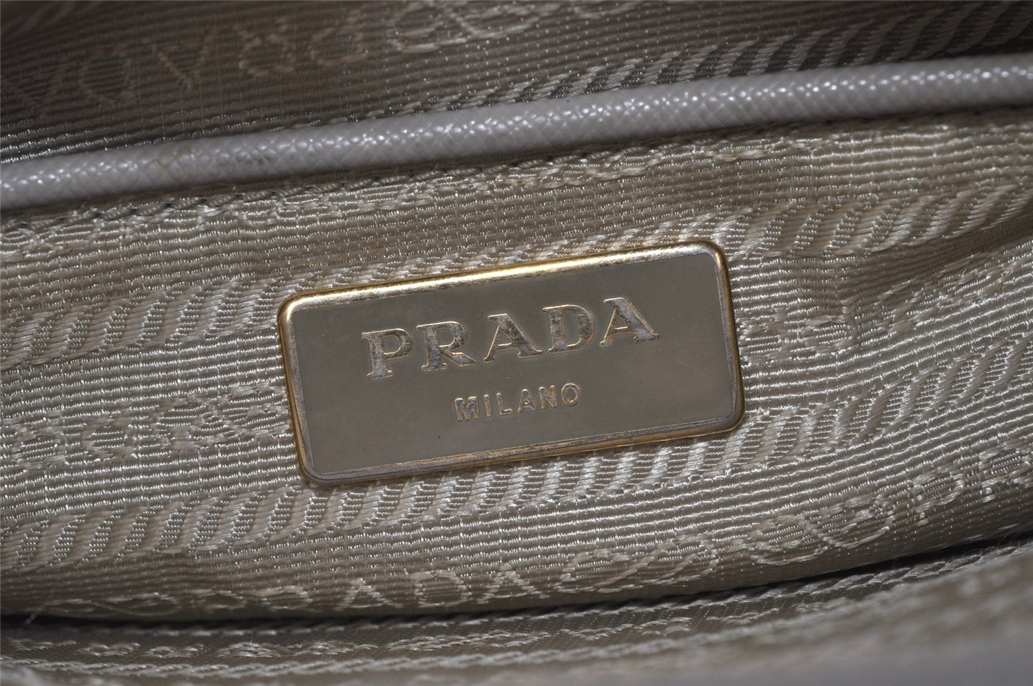 Authentic PRADA Saffiano Leather 2Way Shoulder Hand Bag Purse Light Gray 3063K